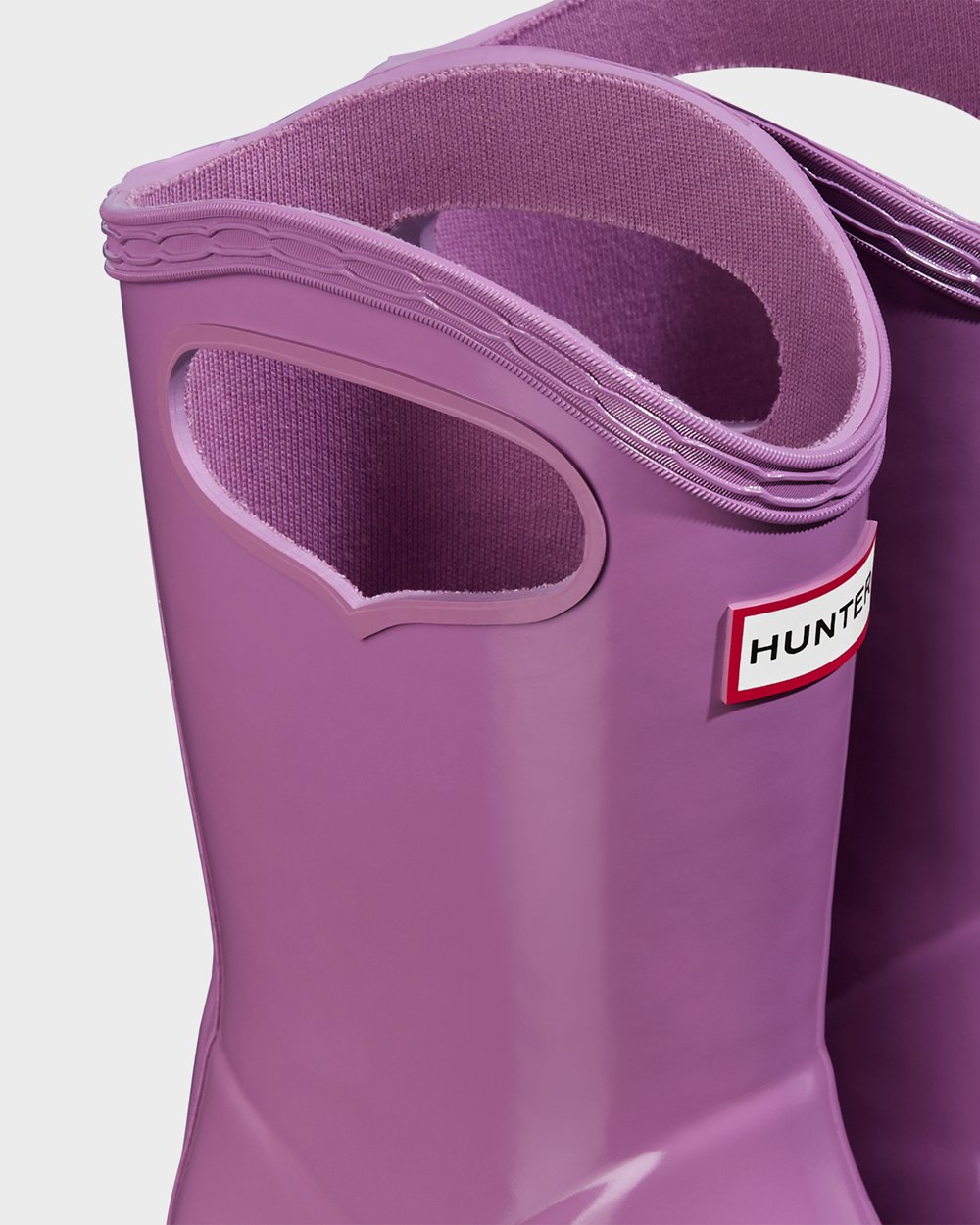 Hunter Original First Classic Grab Handle Gloss Rain Boots - Sale Online Kids Purple - RLFKQO417